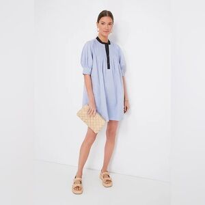 POMANDER PLACE Tuckernuck Blue Swiss Dot Annalee Mini Swing Dress Large